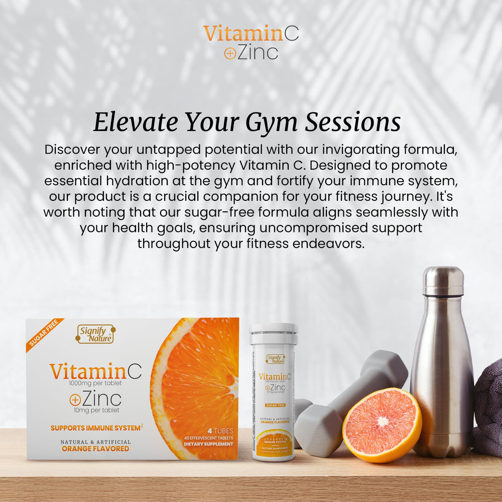 Signify Nature Vitamin C 1000mg label emphasizes sugar-free, aspartame-free formula for wellness