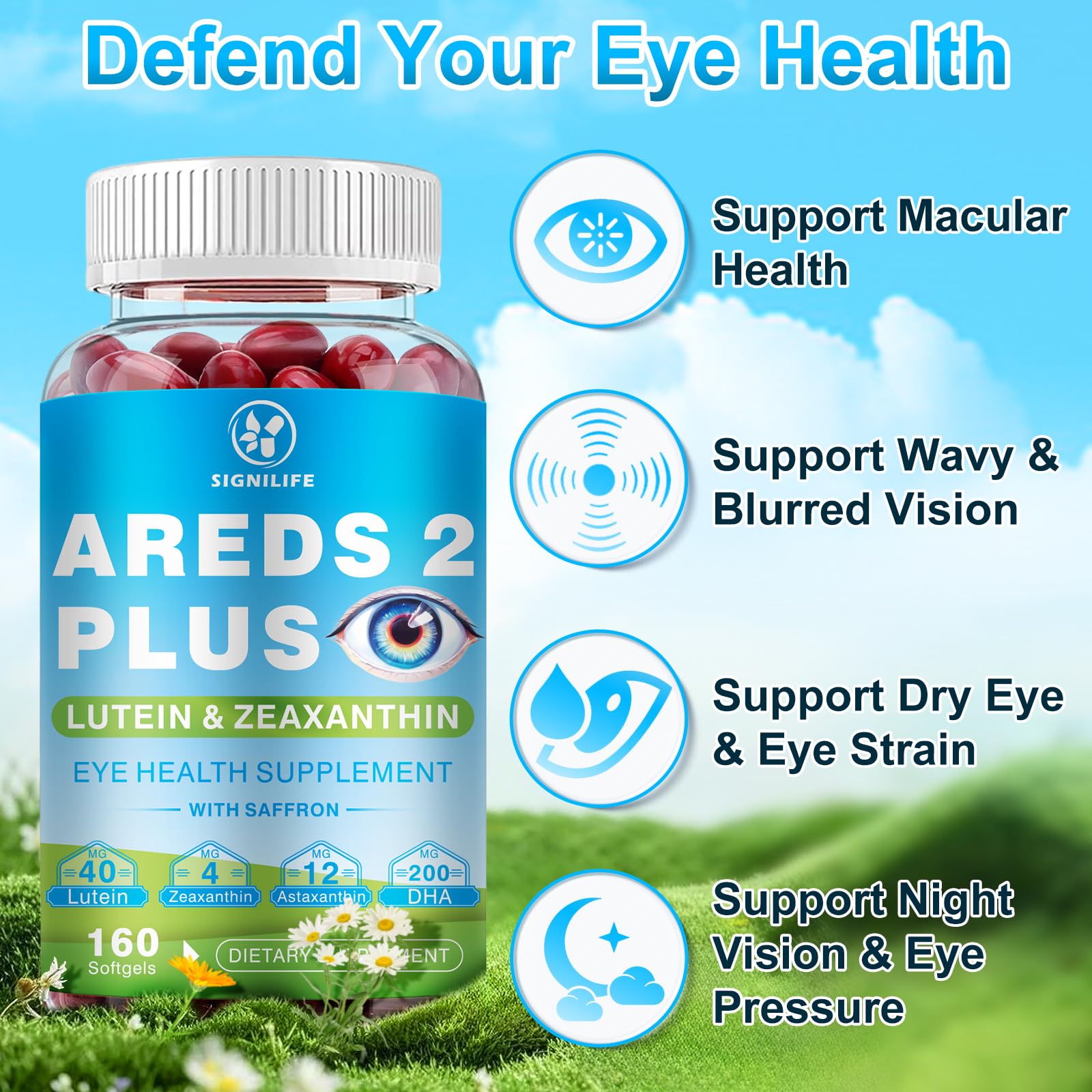 SIGNILIFE AREDS2+ eye vitamins daily dose on table suggests routine integration