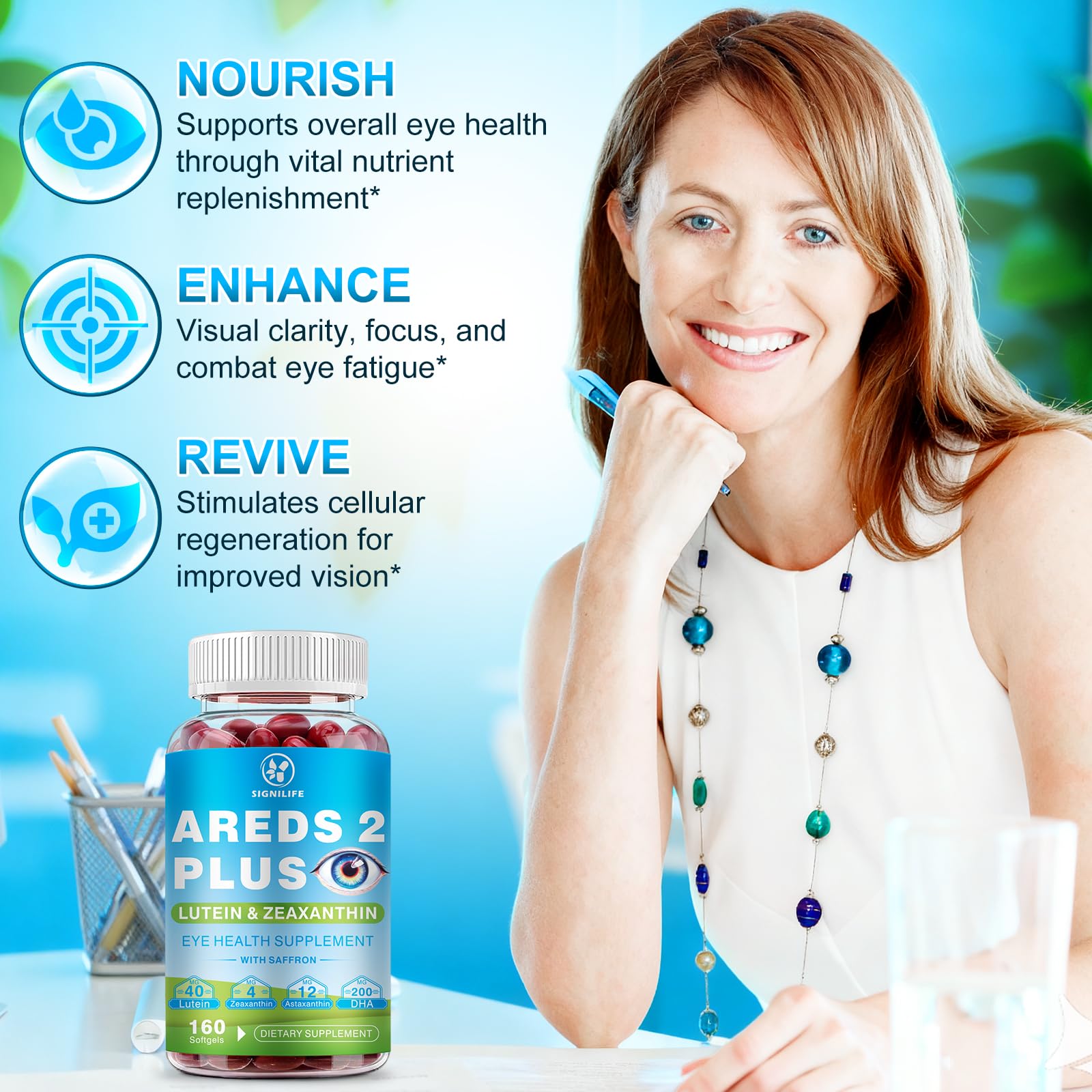 SIGNILIFE AREDS2+ eye vitamins saffron extract visual closeup communicates premium antioxidant sourcing