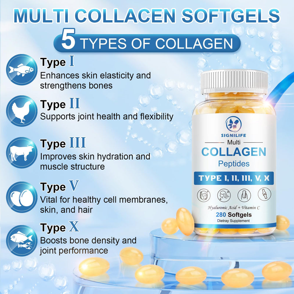 Signilife bottle highlighting hyaluronic acid and vitamin C