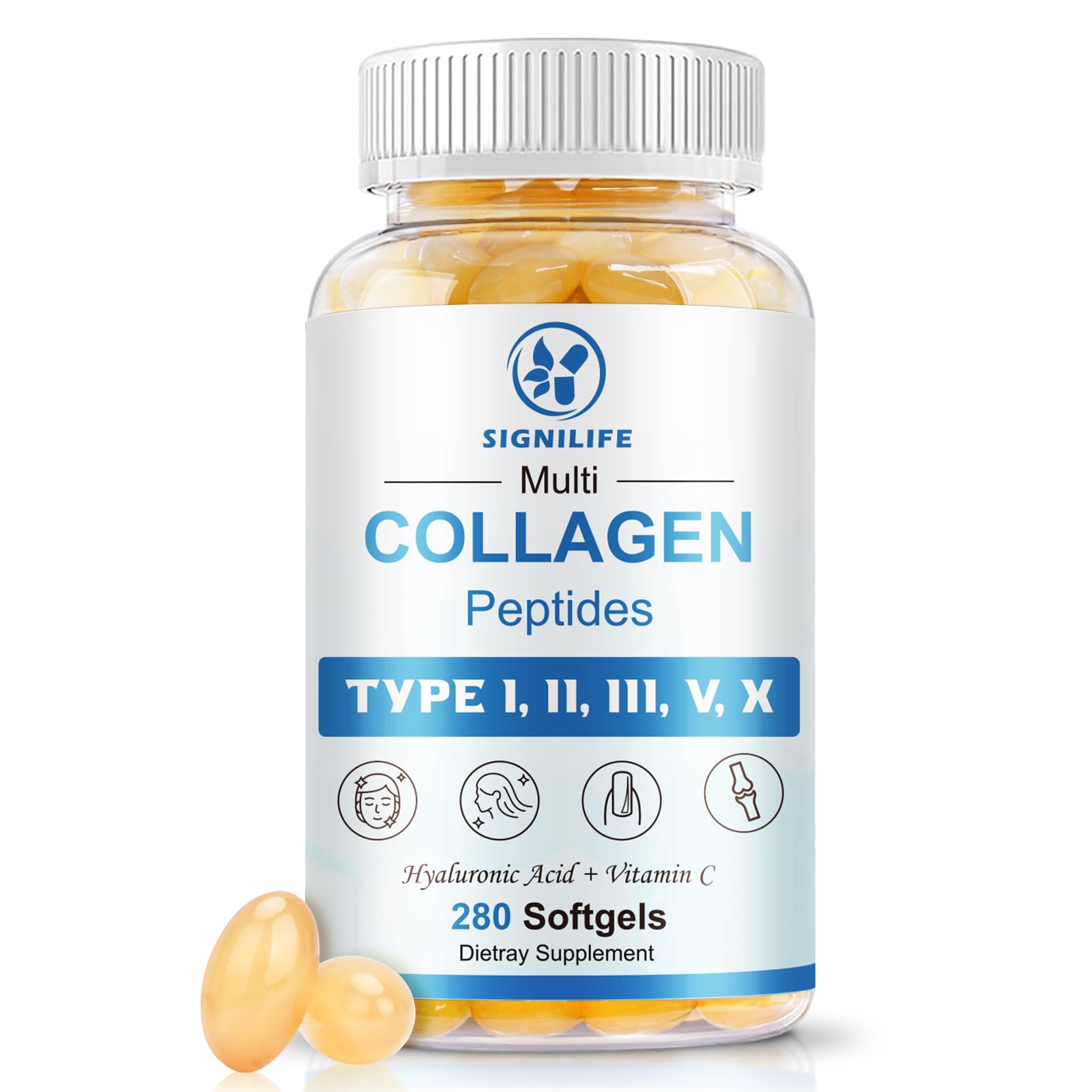 Signilife multi collagen bottle promoting skin hydration and a healthy glow