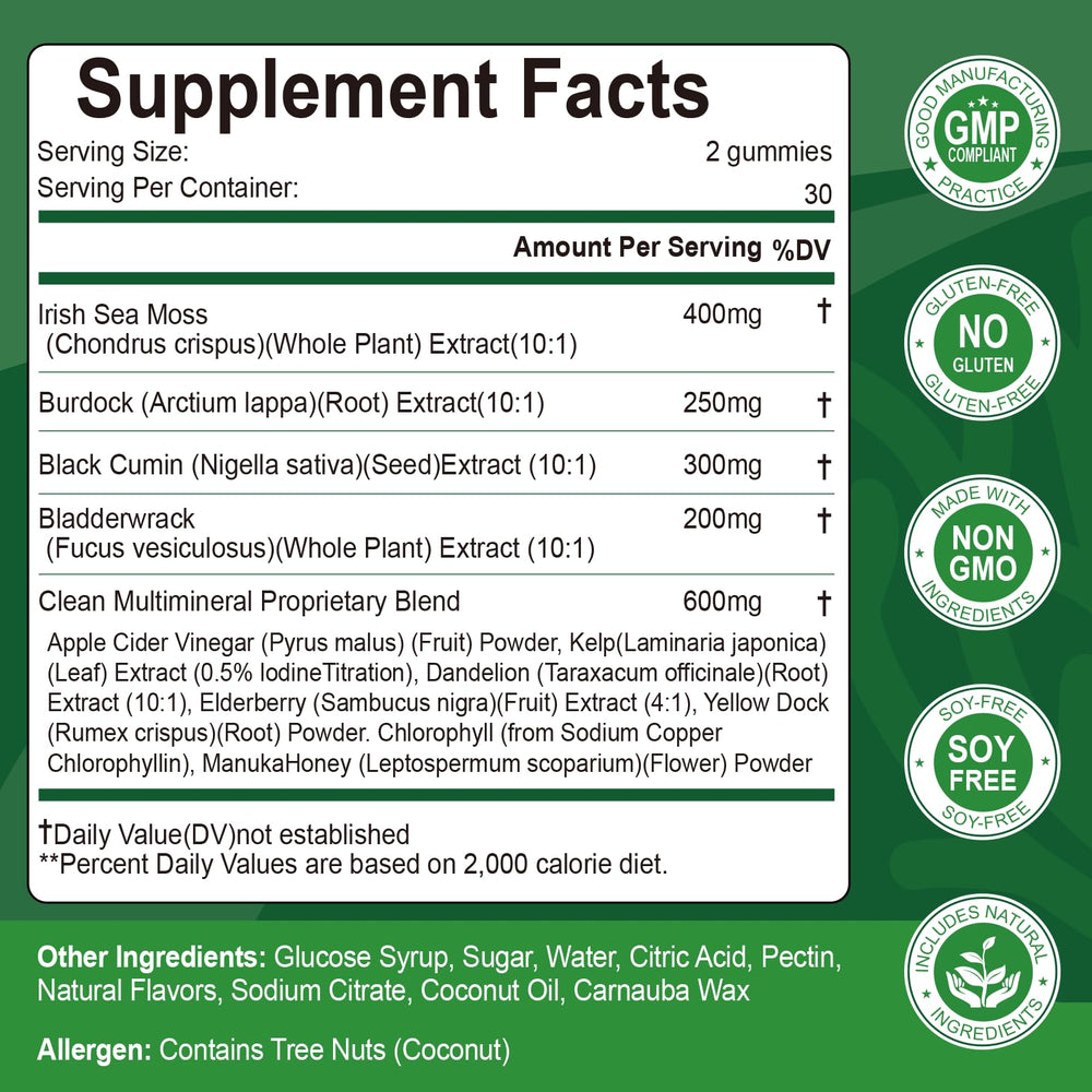SIGNILIFE Sea Moss Gummies close-up showing texture and natural ingredients for vitality.
