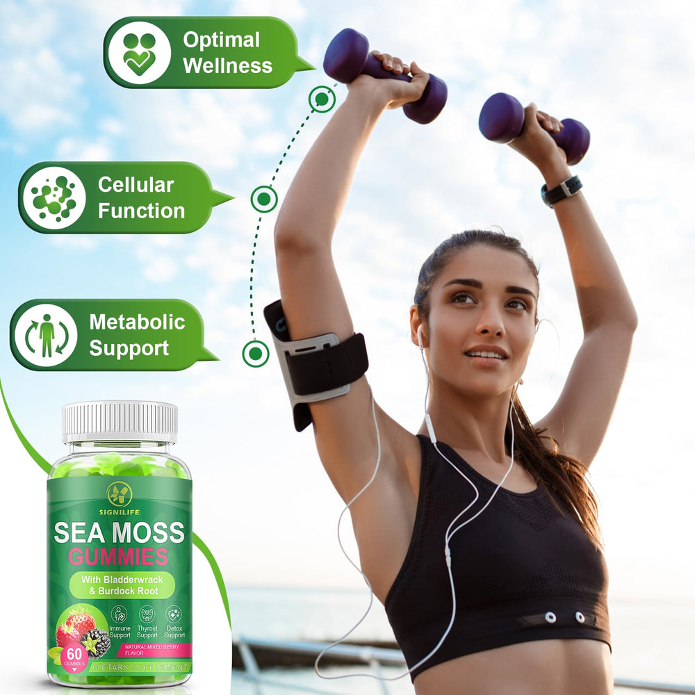 SIGNILIFE Sea Moss Gummies gluten-free label communicates allergen-friendly daily use.