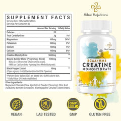 Sihat Sejahtera 8in1 creatine chews label close-up highlights BCAA and HMB