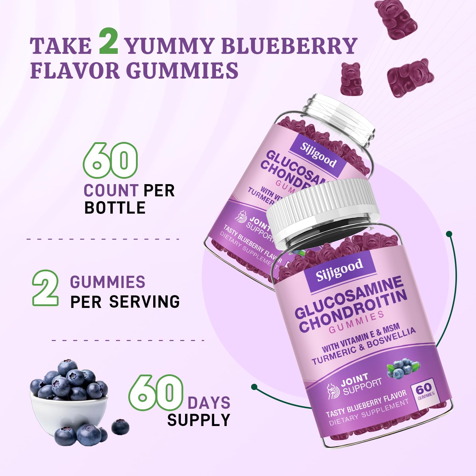 Sijigood daily-dose closeup with two gummies per day