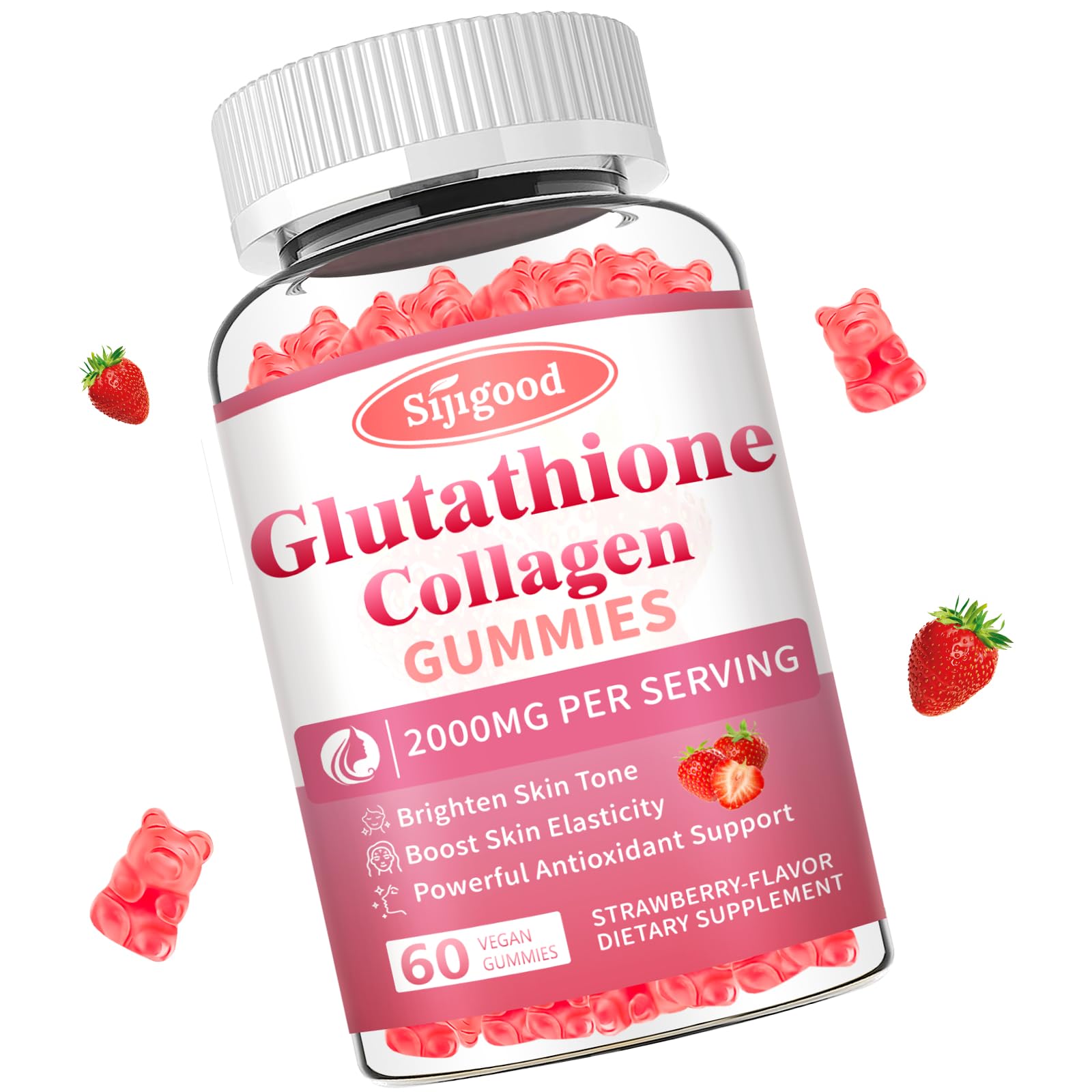 Sijigood Glutathione Collagen Gummies bottle for convenient daily skin support.