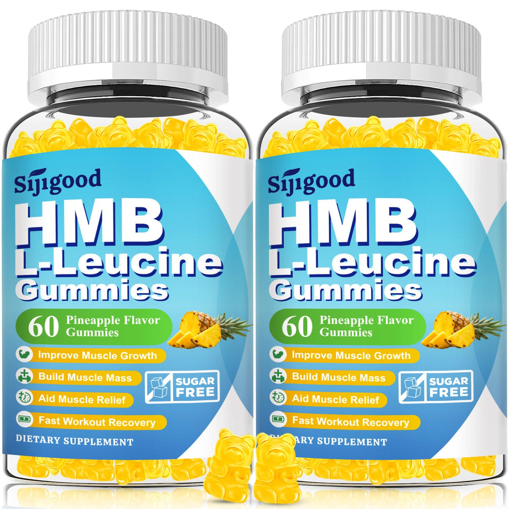 Sijigood HMB-L-Leucine gummies bottle front with pineapple flavor for daily use