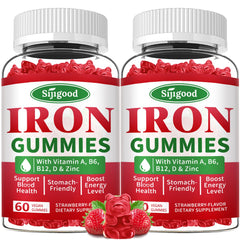 Sijigood Iron Gummies Strawberry Bottle shows a tasty vegan iron option for daily energy.