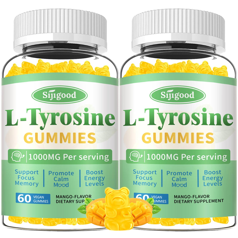 Sijigood L-Tyrosine Gummies bottle with mango flavor and vegan formula for daily focus