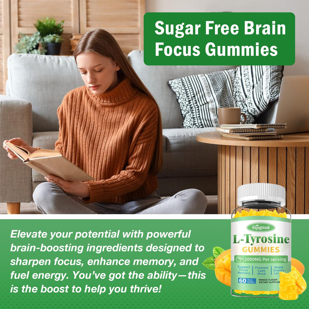 Sijigood L-Tyrosine Gummies packaging box open ready for purchase.