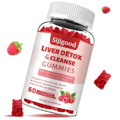 Sijigood liver cleanse gummies bottle showcases raspberry flavor for daily liver support