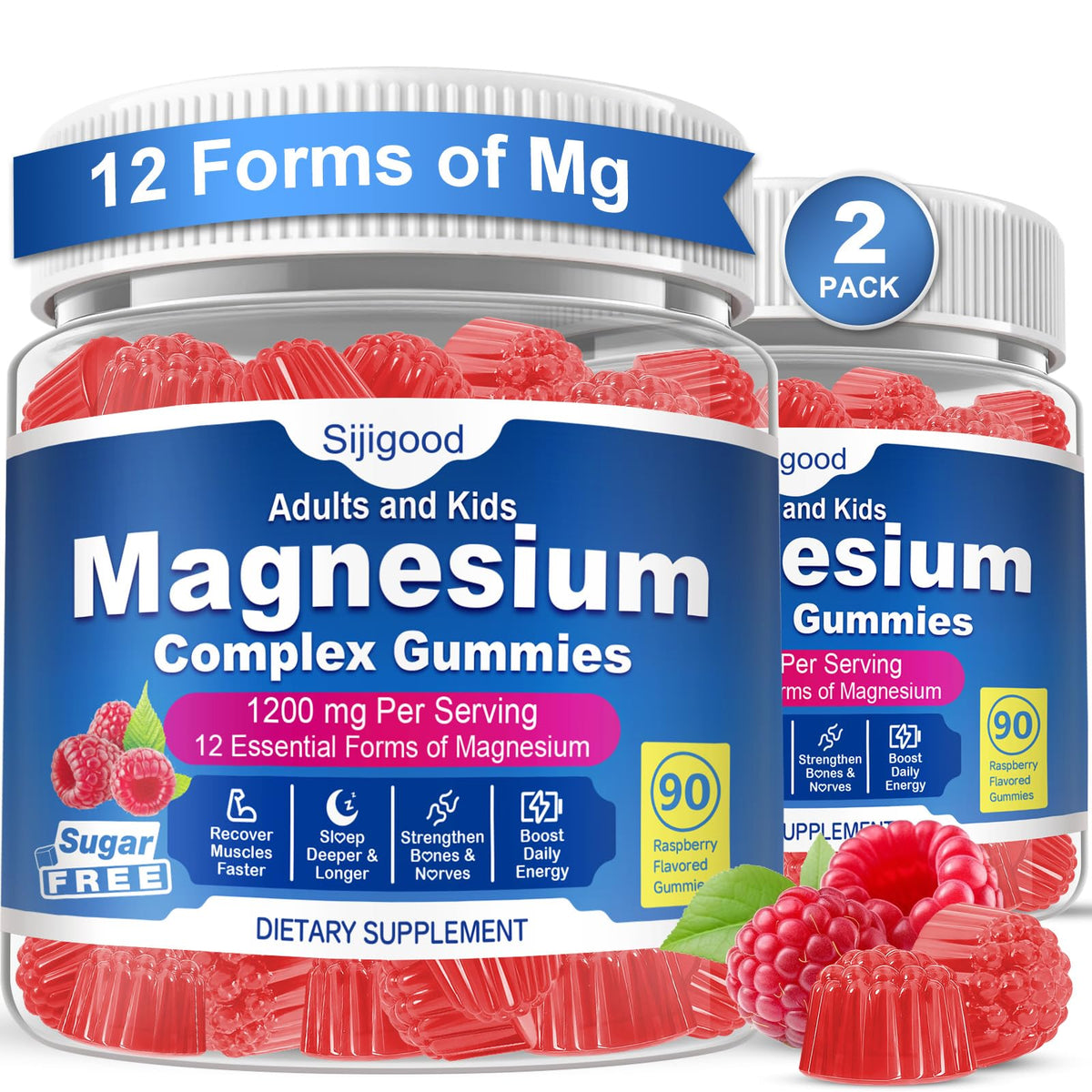 Sijigood magnesium complex bottle showing 12 forms for balanced wellness.