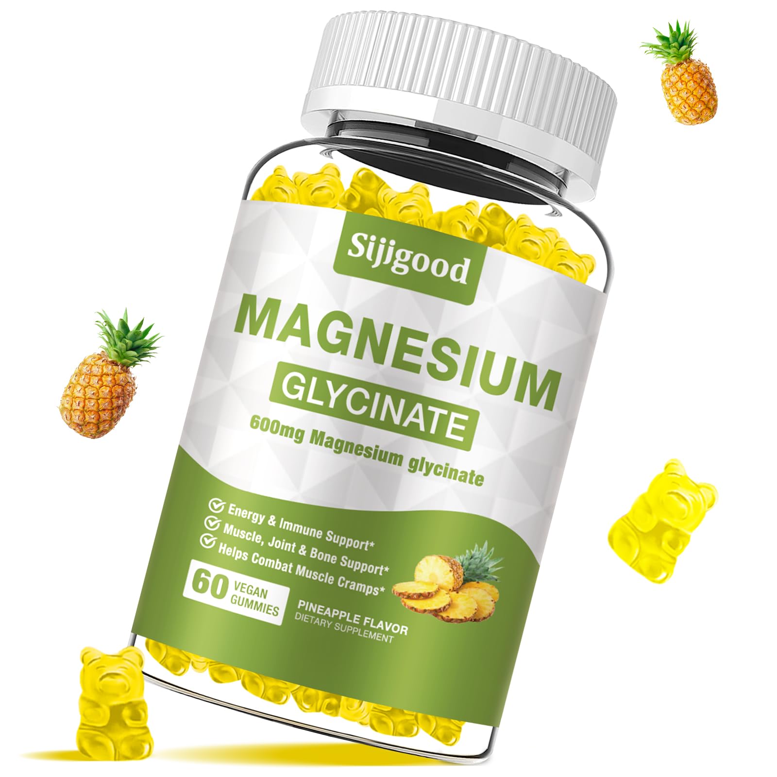 Sijigood magnesium glycinate gummies bottle for gentle daily magnesium support.