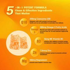 Sijigood Omega-3 CoQ10 gummies serving image hints at premium absorption