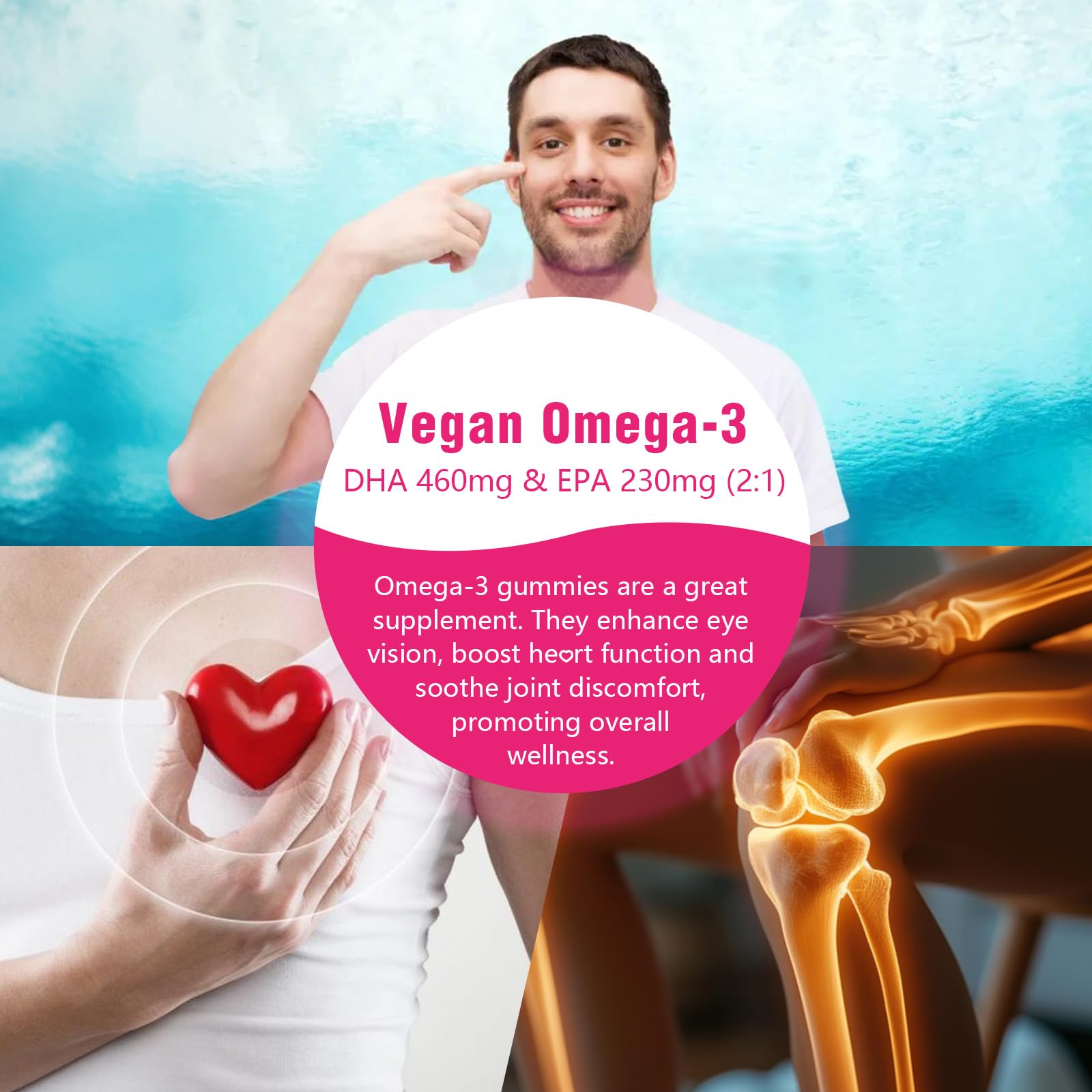 Sijigood Omega-3 Gummies gluten-free label, suitable for sensitive diets.