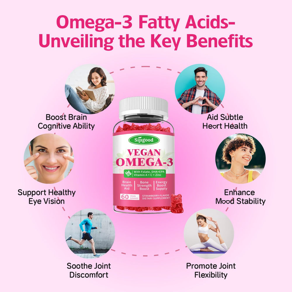 Sijigood Omega-3 Gummies pour view, easy daily intake.