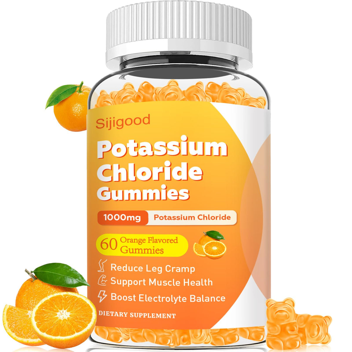 Sijigood potassium gummies orange bottle for on-the-go support.