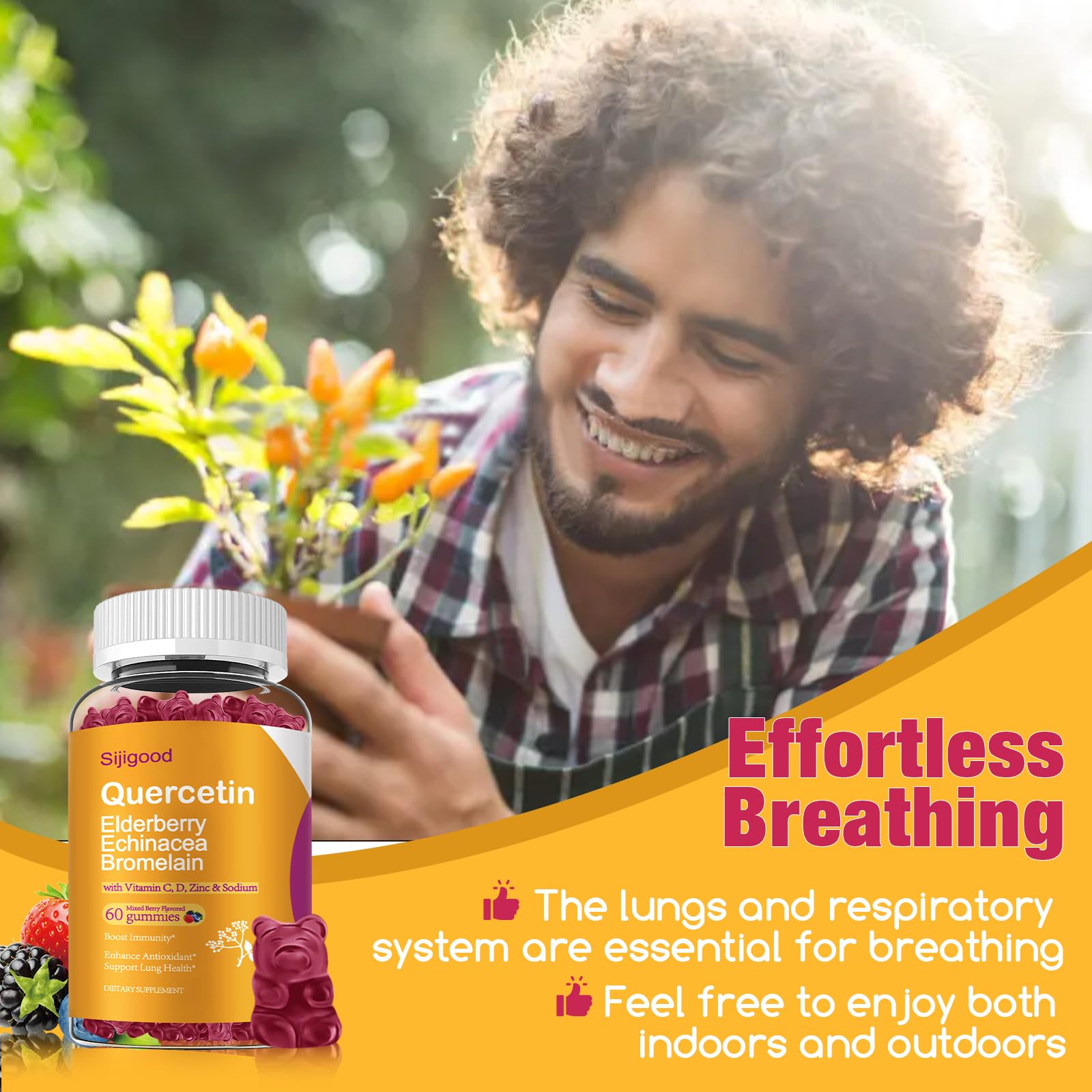 Family-friendly Sijigood quercetin gummies for kids and adults.