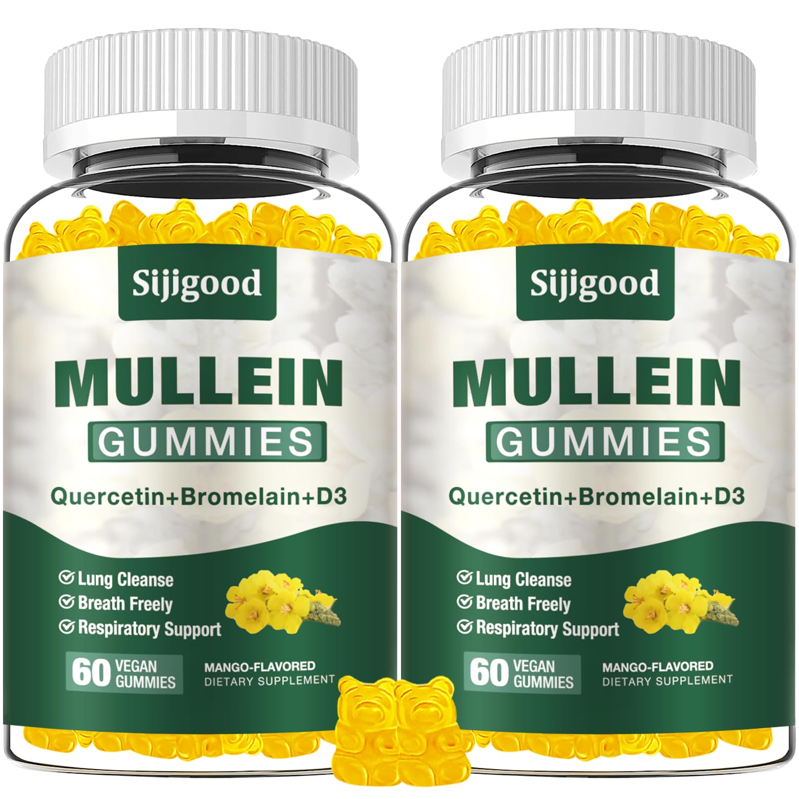 Sijigood two-pack bottle front with mango gummies for daily respiratory comfort