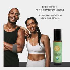 Silk Road Organic Muscle Relief roll-on application demonstrates targeted cooling and warming comfort
