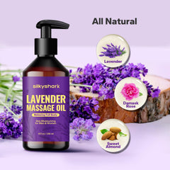 Pouring SilkyShark Lavender Massage Oil for a soothing massage