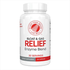 Silver Fern bloat-relief bottle showing 30 servings for on-the-go support.