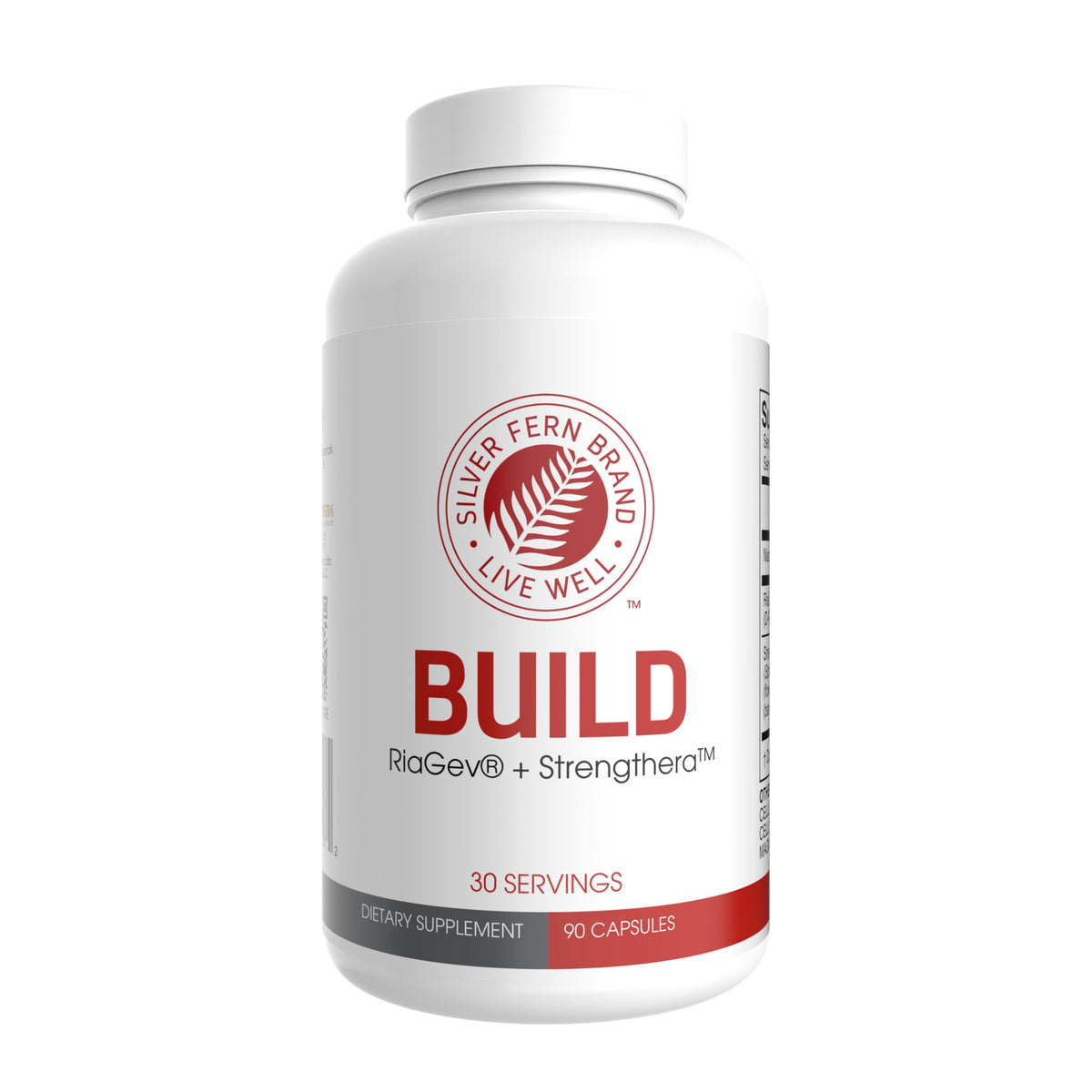 Silver Fern Build bottle front highlights modern packaging and daily energy support.