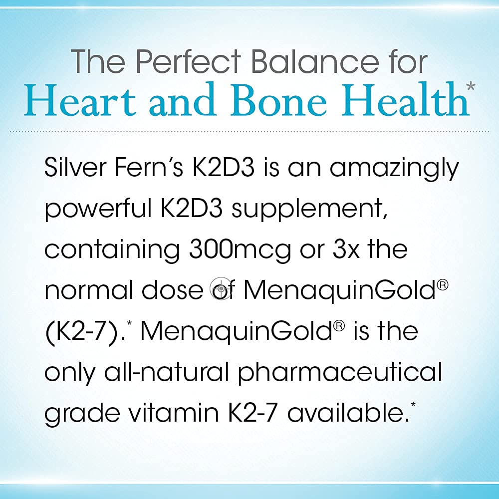 Silver Fern K2-D3 ingredient panel highlights MenaquinGold MK-7 source.