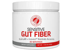 Silver Fern Sensitive Gut Fiber tub front signals gentle daily support.