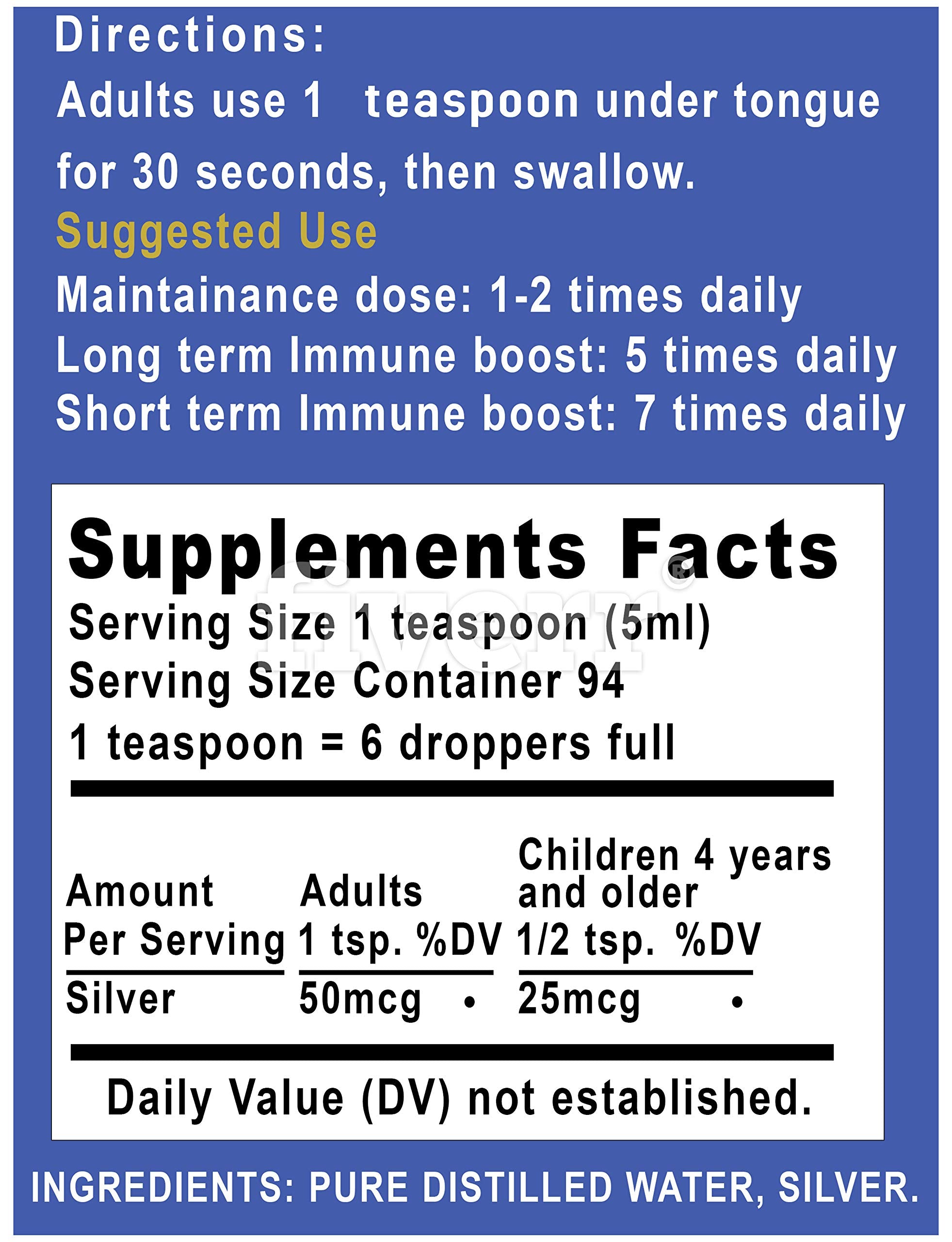 Silver Holistics colloidal silver liquid 16oz bottle label close-up shows purity and ingredients.
