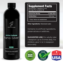 Closeup of SilverCeuticals 32ppm label highlighting concentration and purity