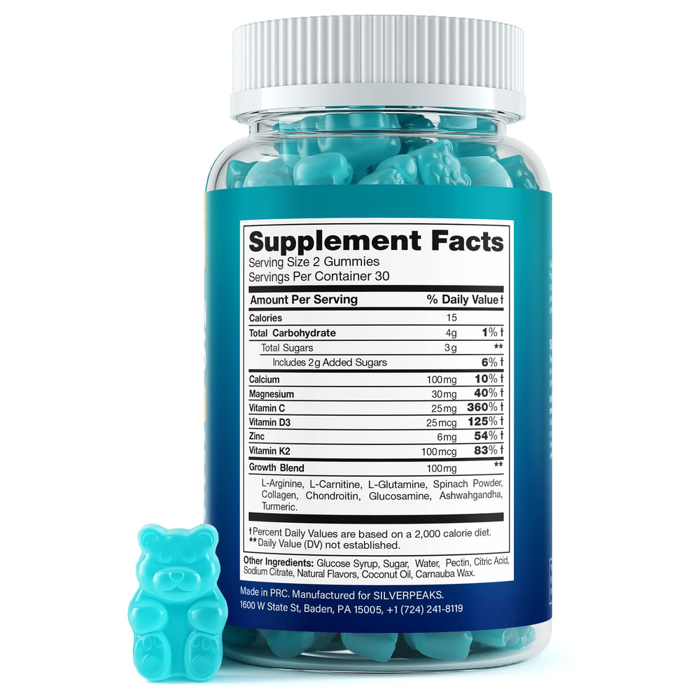 Closeup of SILVERPEAKS Height Growth Gummies showing Wild Berry texture