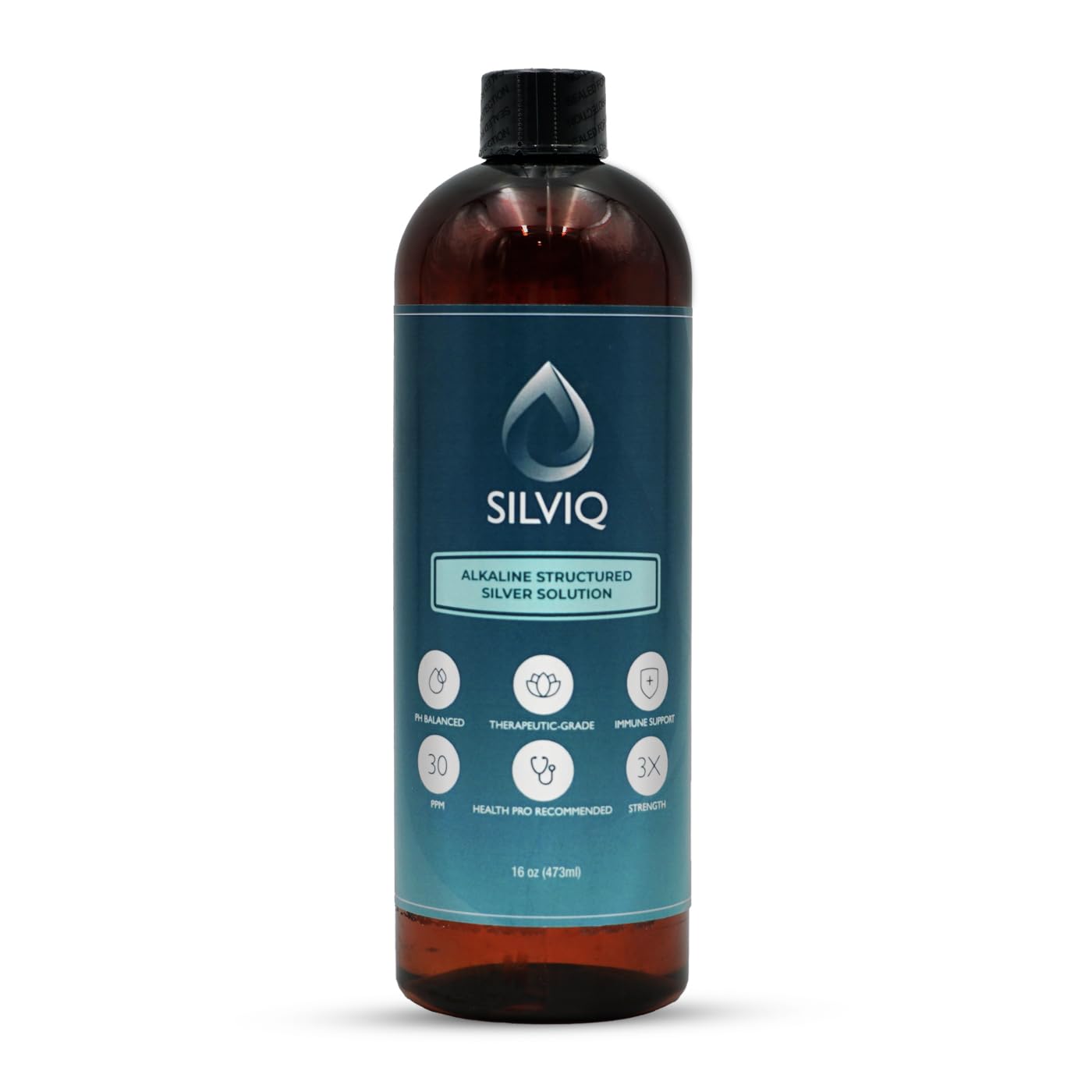 SILVIQ Structured Silver Water bottle on kitchen counter for daily wellness