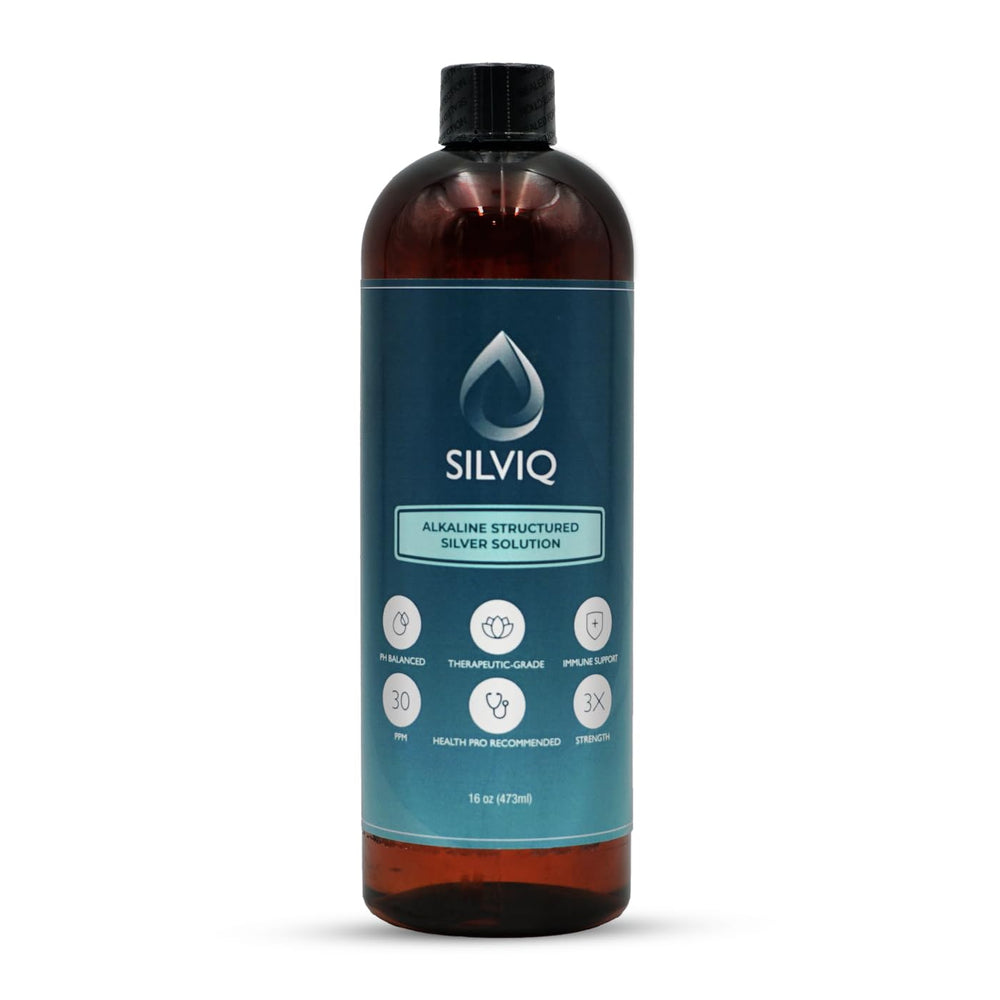 SILVIQ Structured Silver Water bottle on kitchen counter for daily wellness