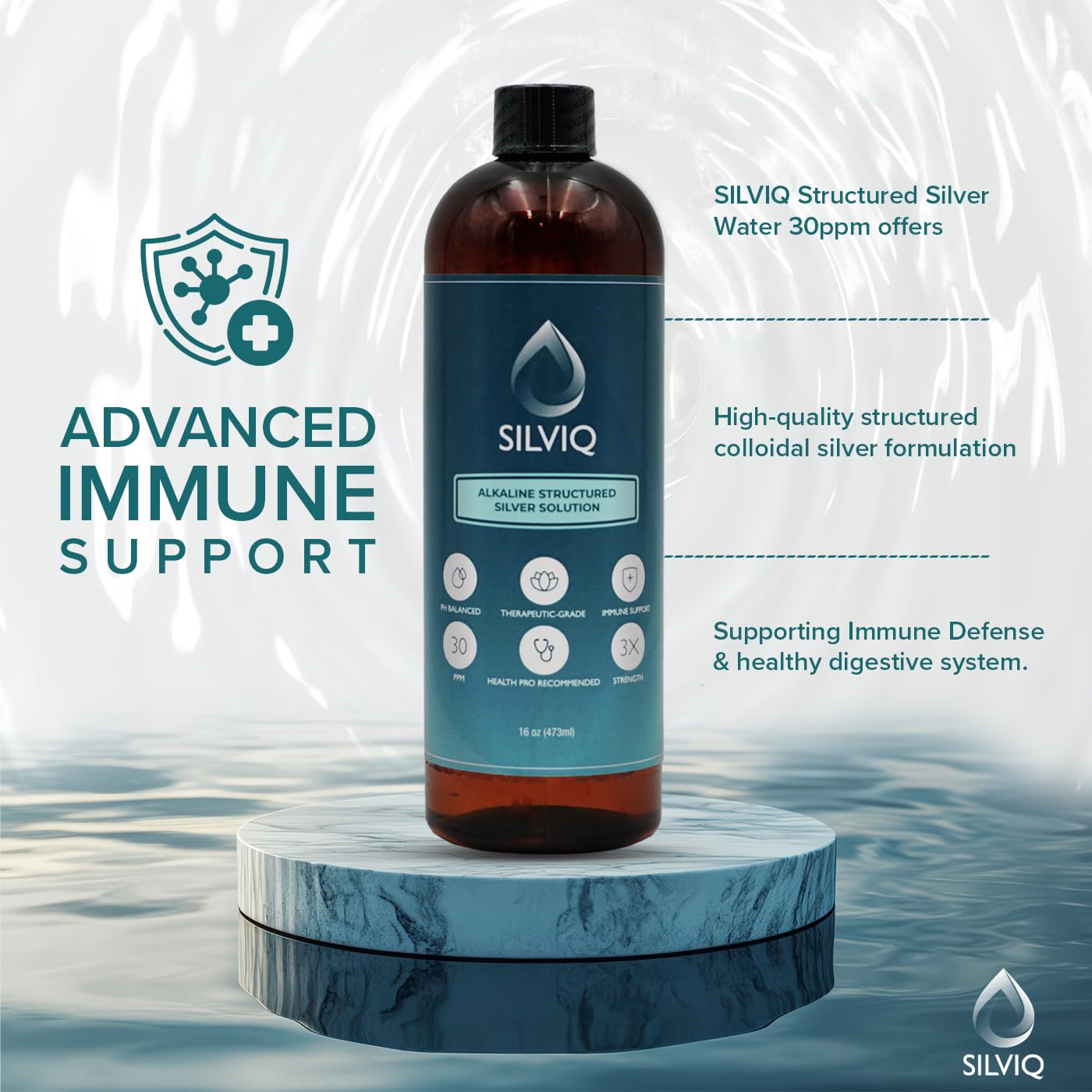 Two-teaspoon dosing with SILVIQ bottle for easy use