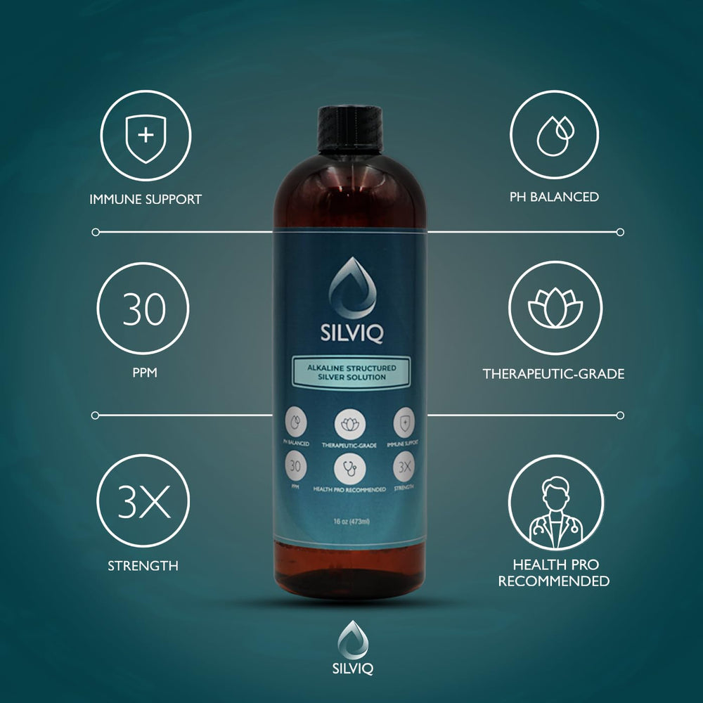 Glass of water beside a SILVIQ bottle with USA-made label