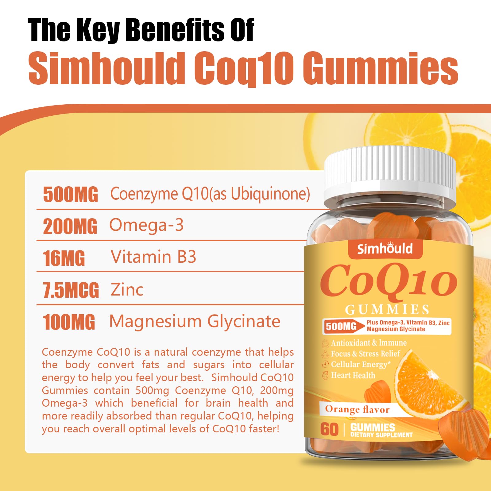 Simhould CoQ10 gummies two-pack box emphasizing value and heart energy support.