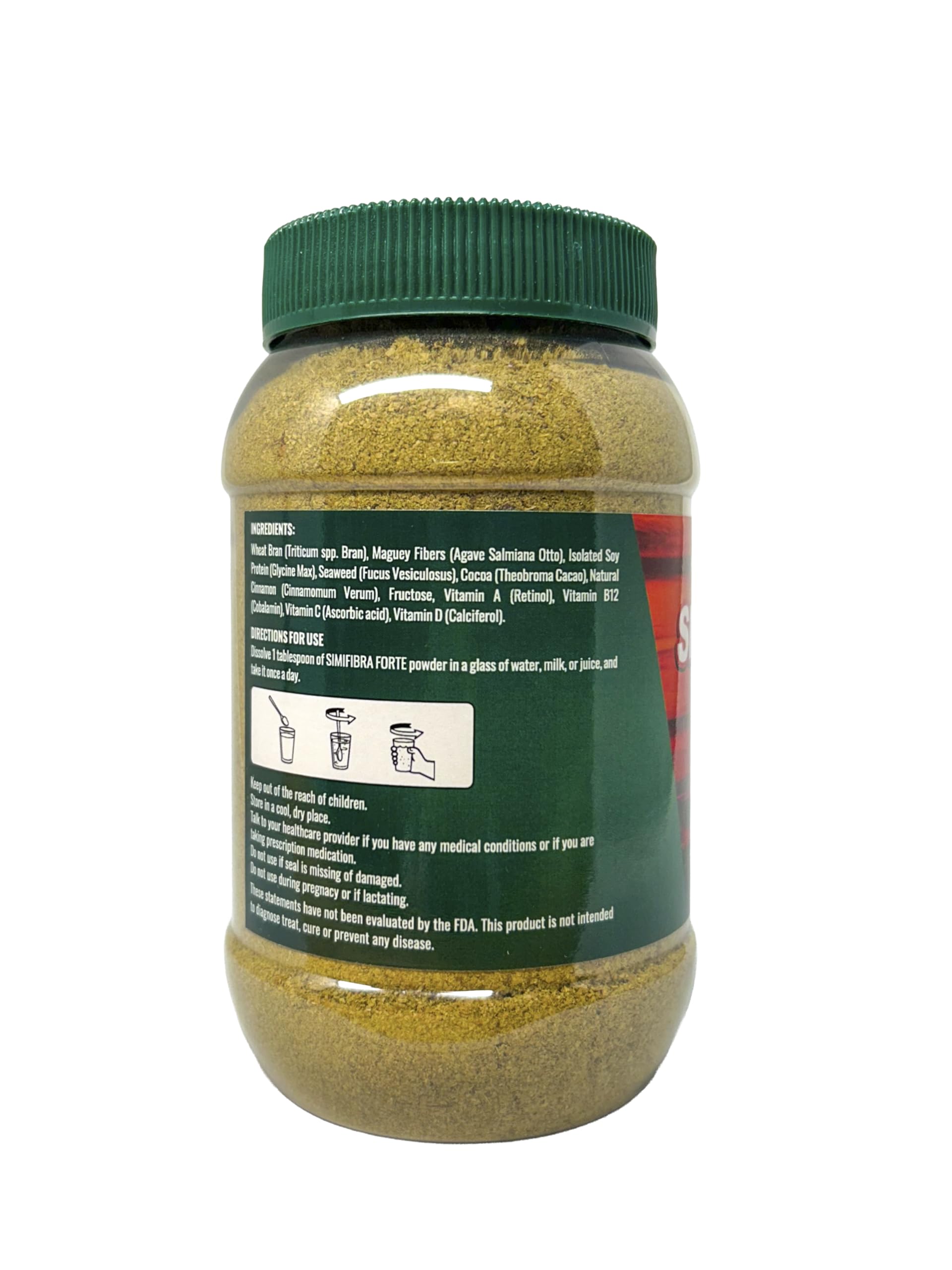 Pouring SIMIFIBRA FORTE MX into juice for a fiber boost.