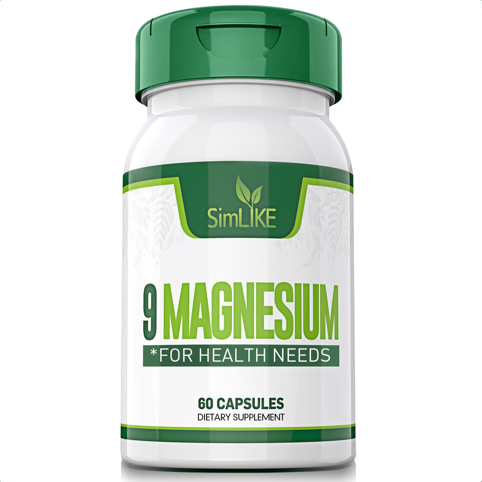 Simlike Magnesium 9-Forms capsules for daily comprehensive magnesium support.