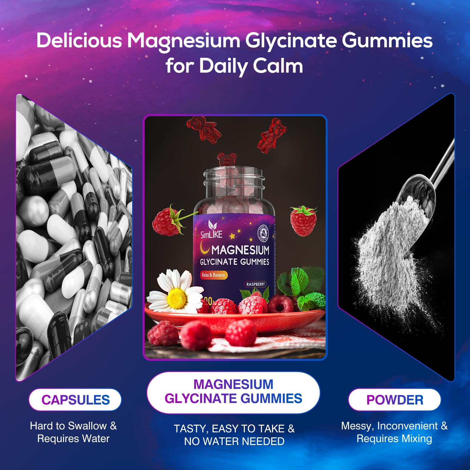 Simlike magnesium gummies with vegan formula suited for active lifestyles