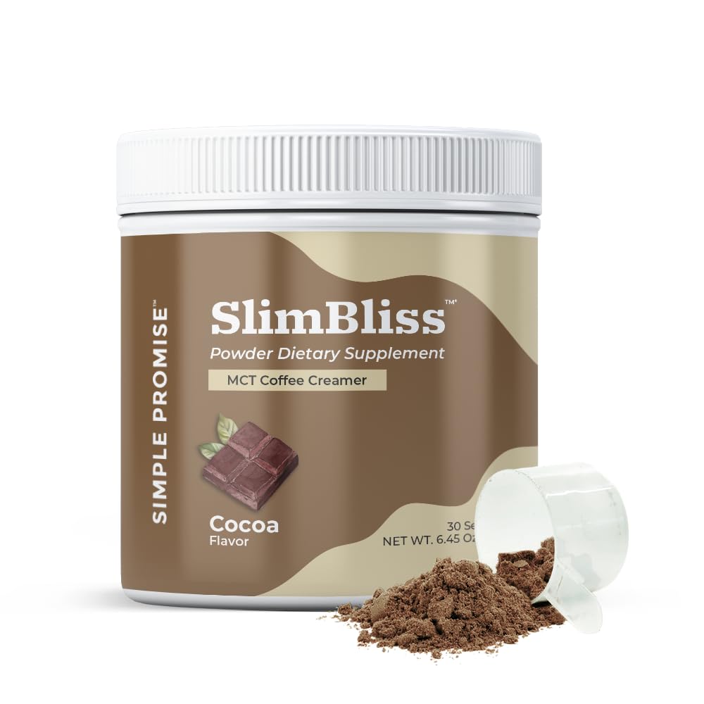 Simple Promise SlimBliss bottle pours into coffee for creamy, sugar-free boost.