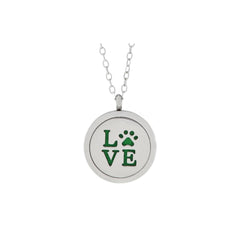 Simply Essential Solutions PawLove diffuser pendant in stainless steel for all-day aromatherapy.