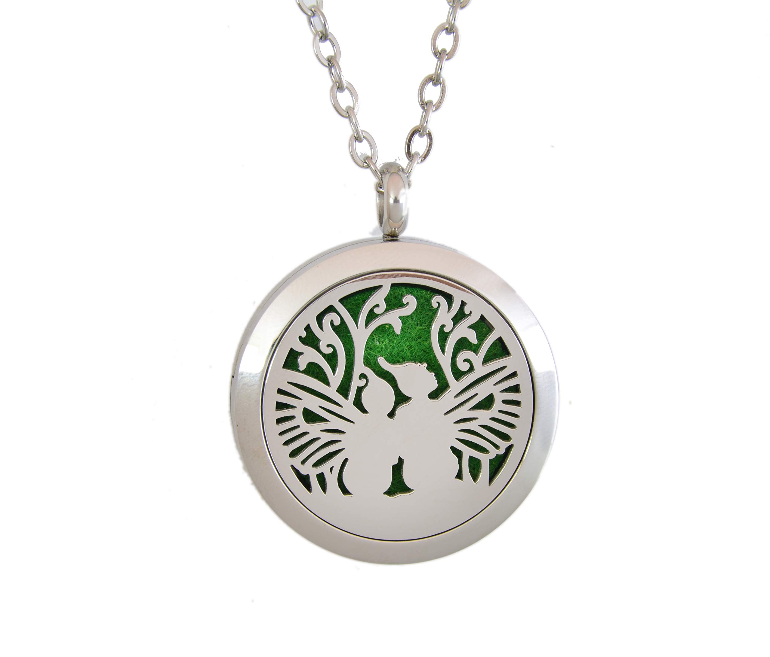 Simply Essential Solutions aromatherapy diffuser pendant closeup, durable stainless steel for all-day wear