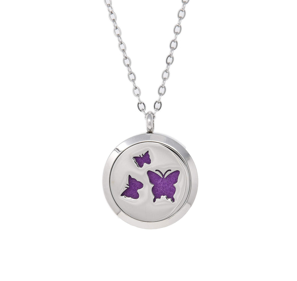 Simply Essential Solutions diffuser pendant closeup showing elegant stainless steel finish for daily wear