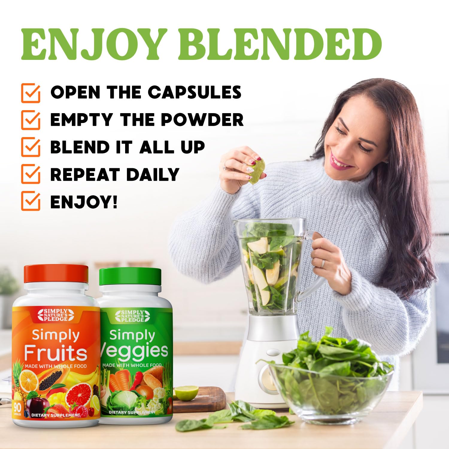 Simply Nature's Pledge capsules ready for daily routine.