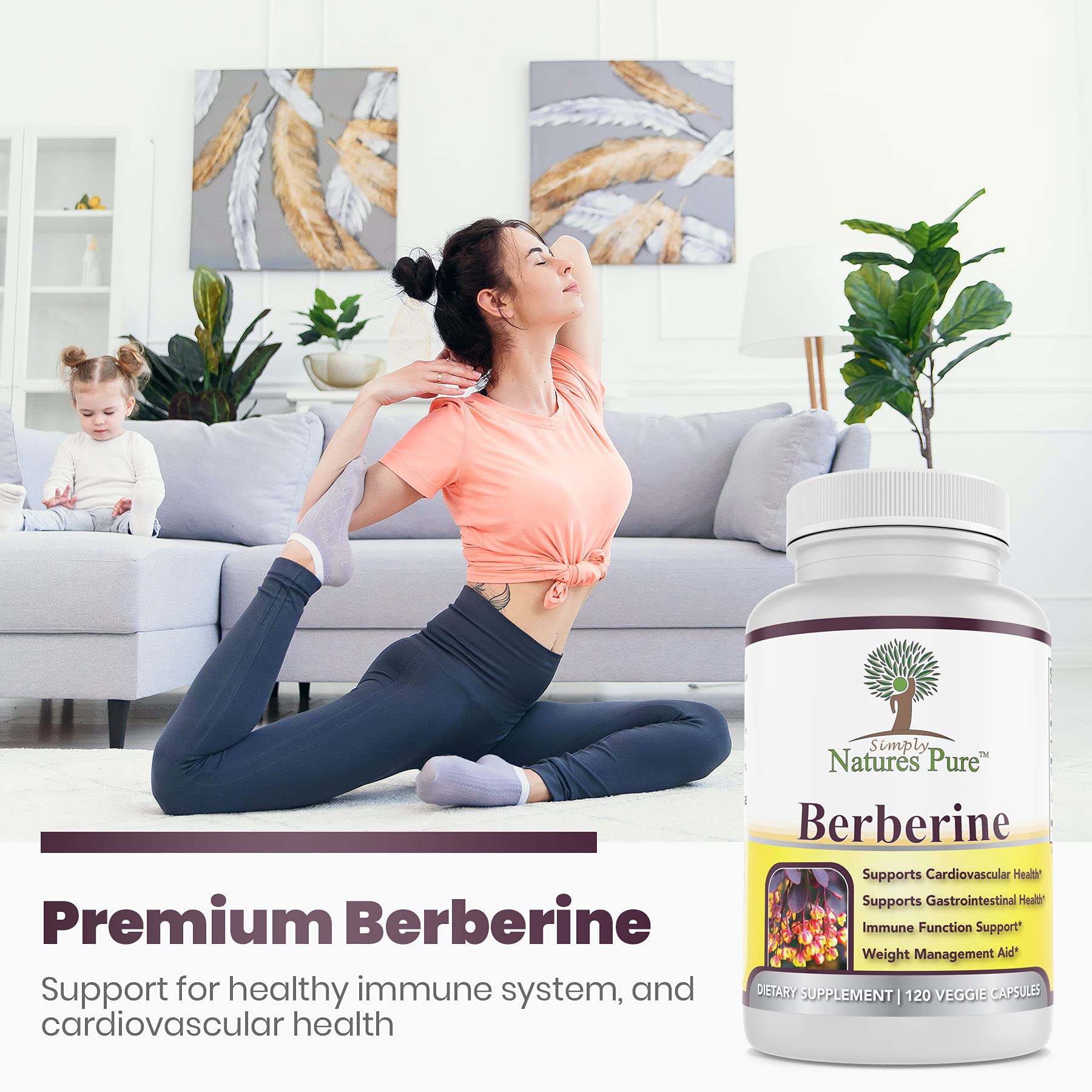 Berberine HCl 500mg bottle with a glass of water for convenient daily intake
