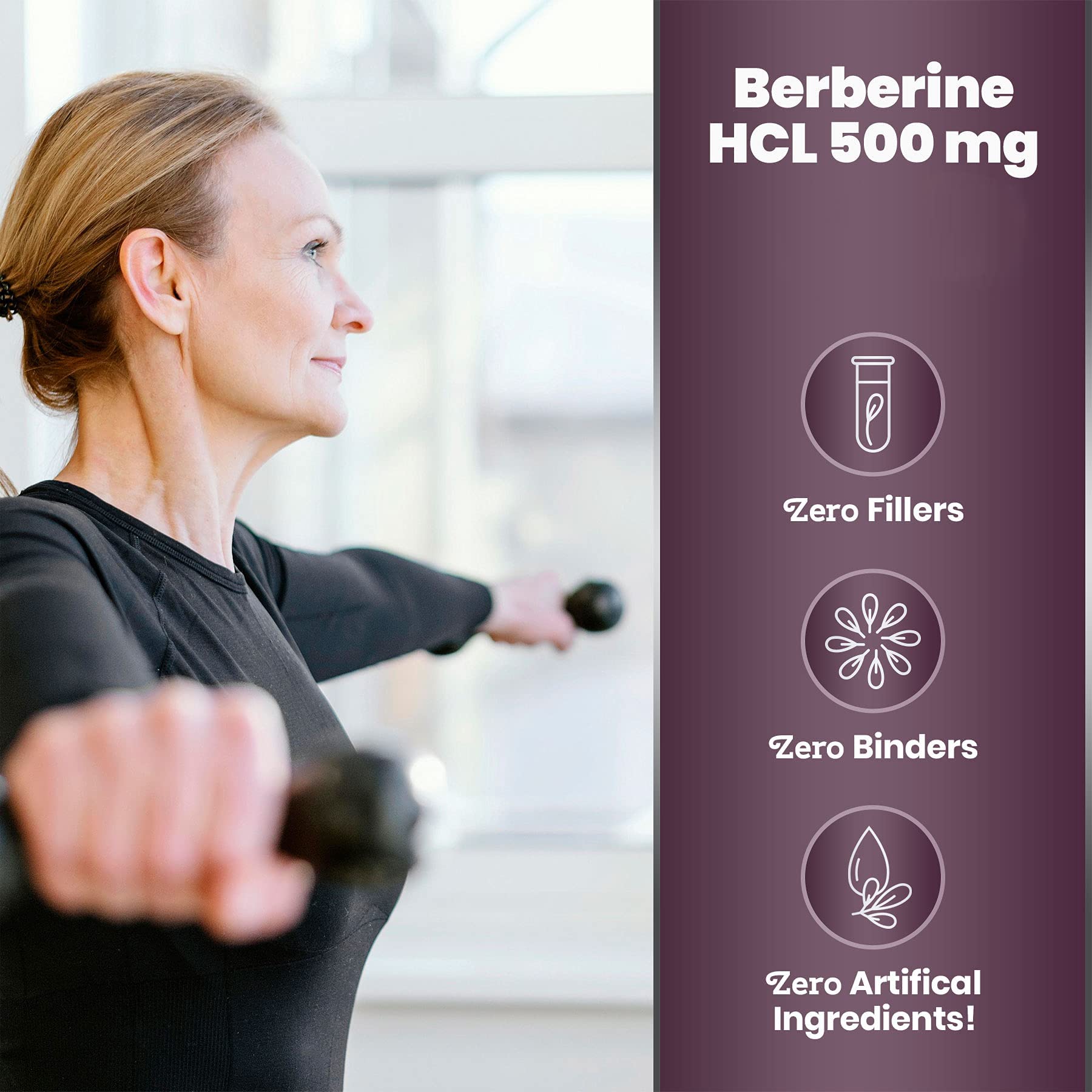 Packaging on neutral background for Simply Natures Pure Berberine HCl 500mg