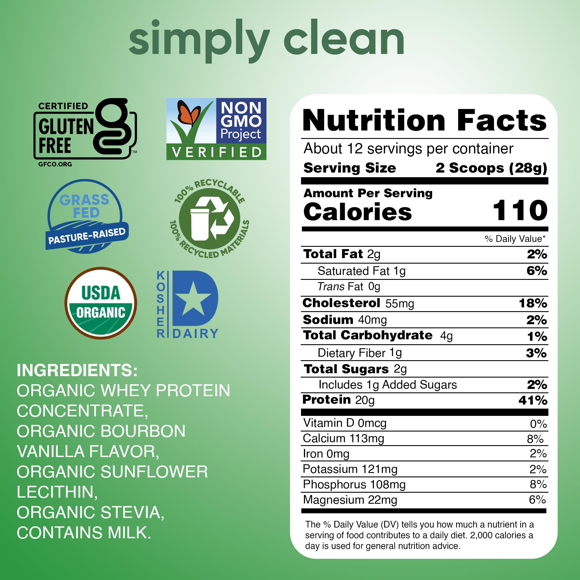 Simply Tera's grass-fed whey powder texture close-up highlights pure, high-quality protein.