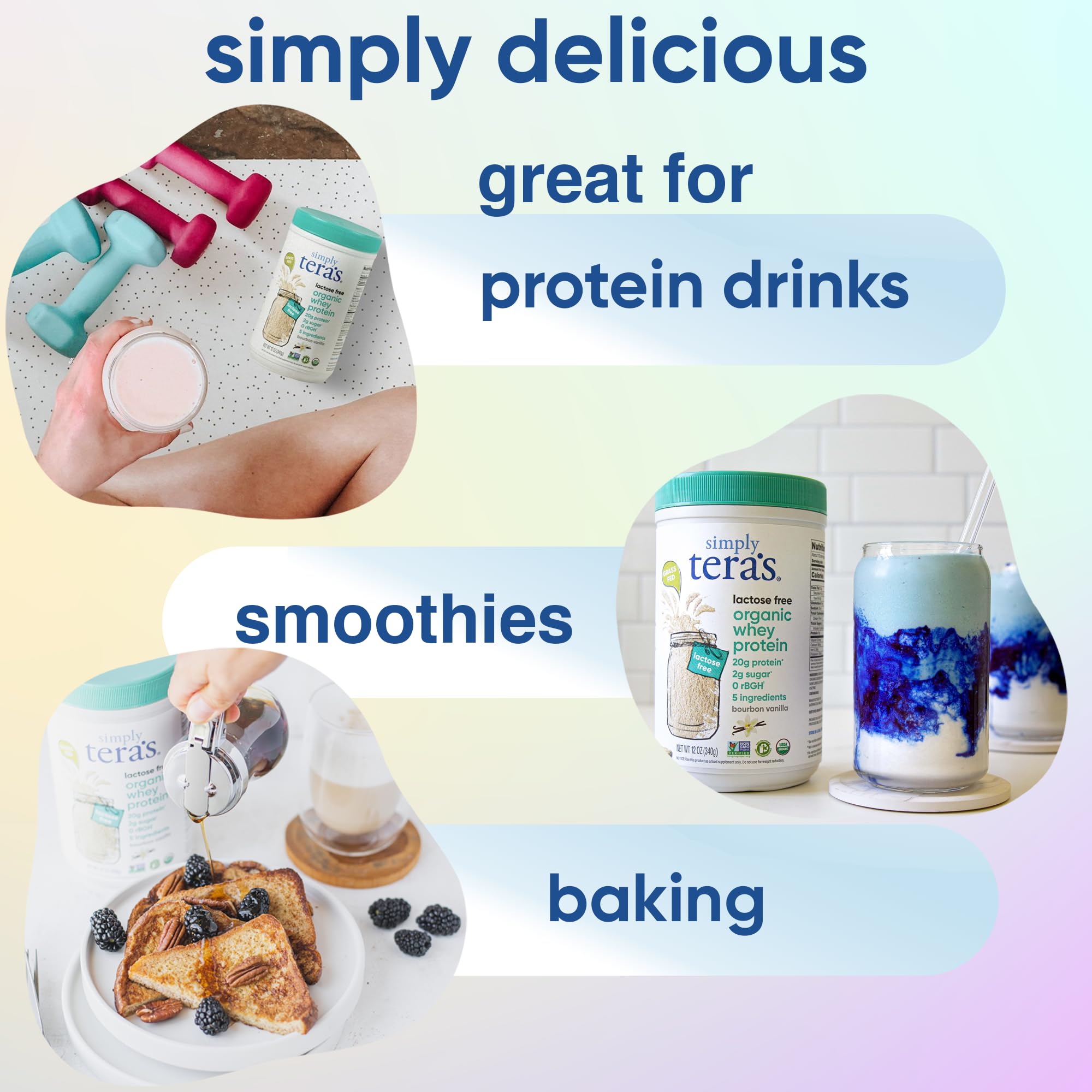Organic non-GMO label on Simply tera's packaging highlights clean ingredients.