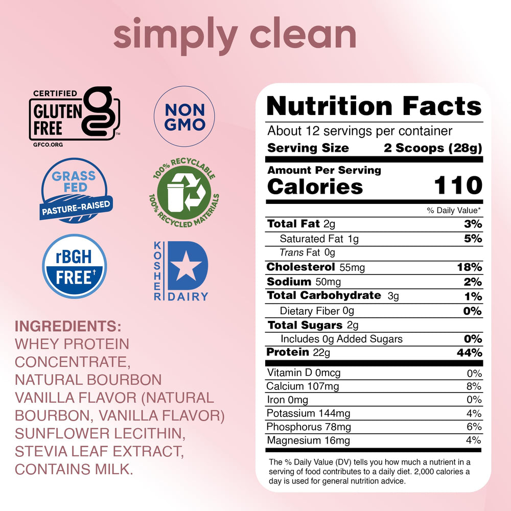 Simply Teras Pure Whey Vanilla Powder bag open for easy scooping and shakes